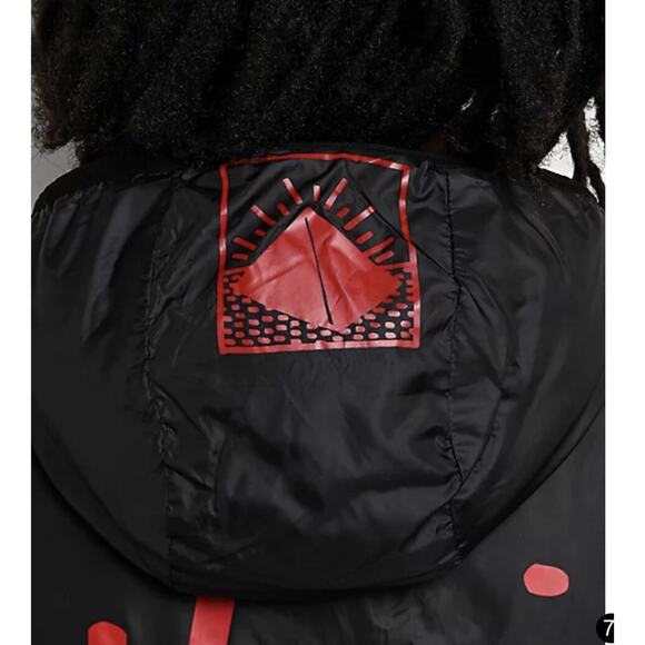 Keith Haring x Members Only Mens Reversible Black Print Puffer Jacket Size S Y2K - Picture 8 of 10